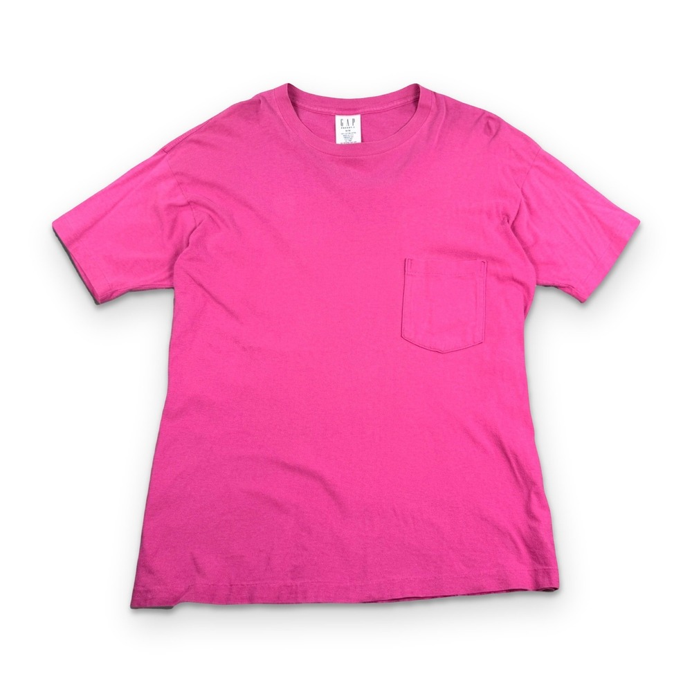 Vtg 90s Gap T-Shirt Sz M Single Stitch Selvedge Pocket Made in USA Pink Blank